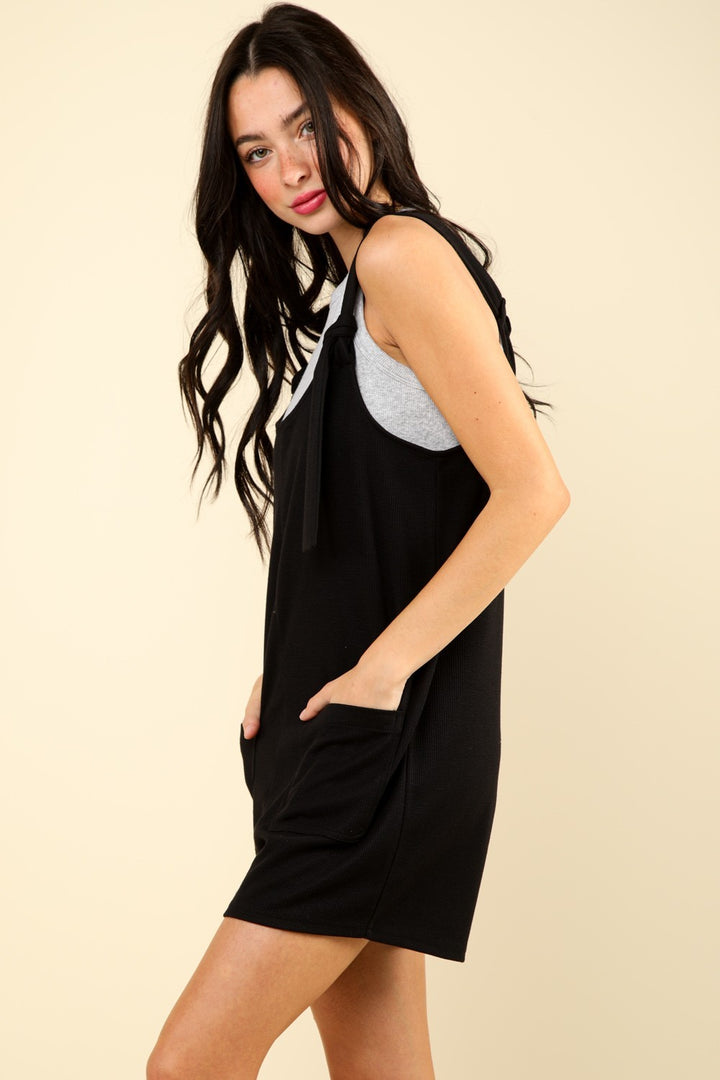 Front Pocket Romper In Black