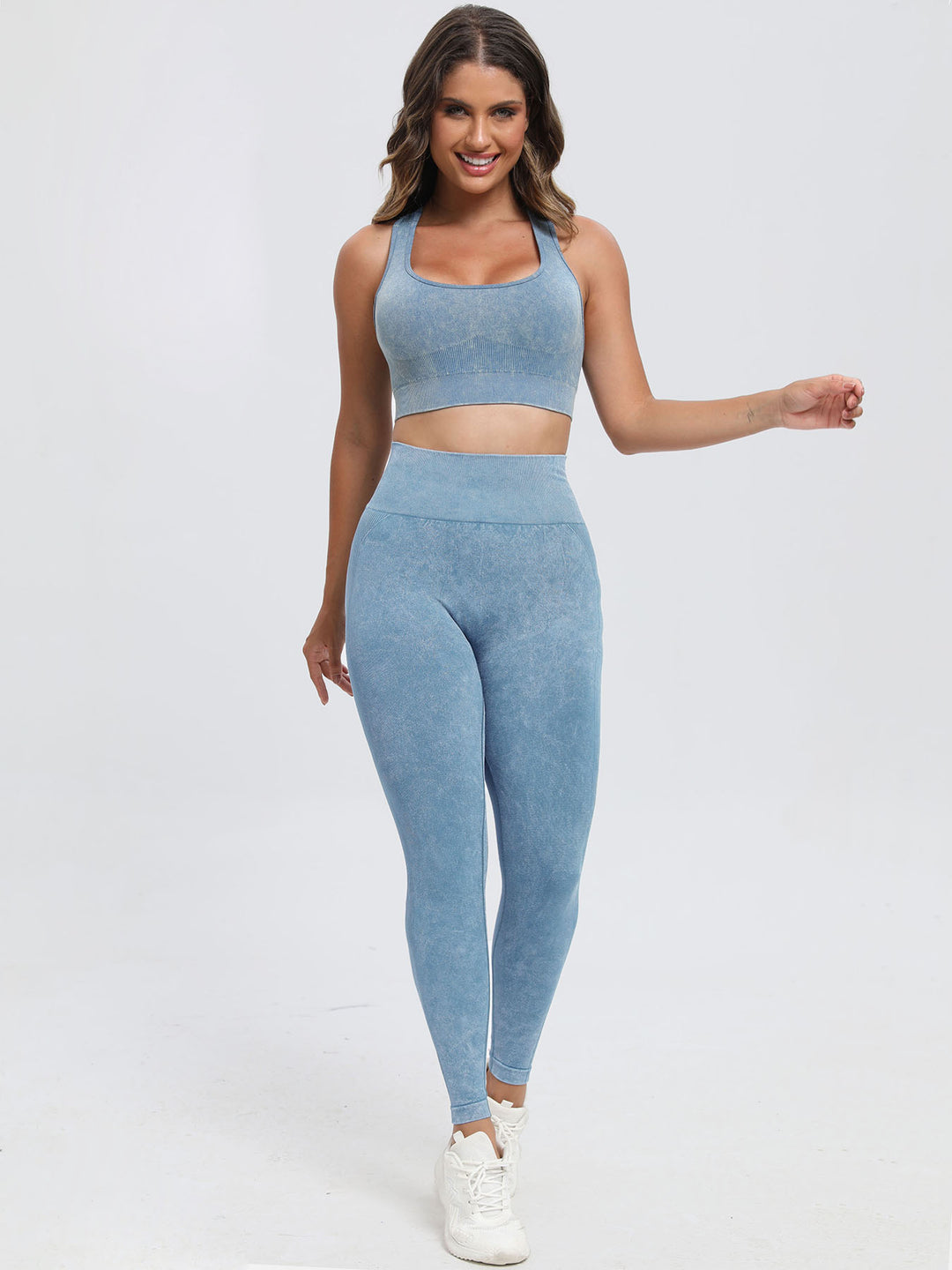 Scoop Strap Top & Pants Active Set in Light Blue