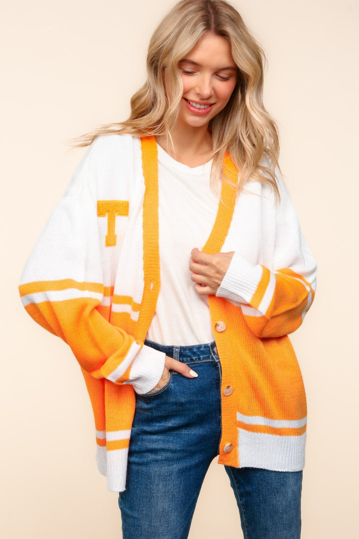 Tennessee Button Down Cardigan in Orange