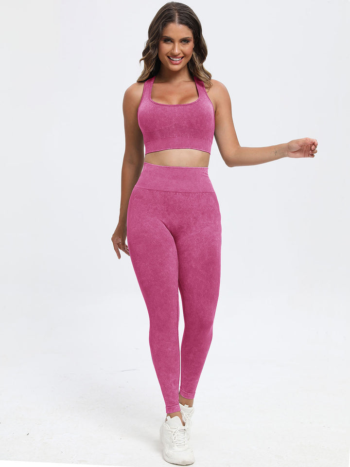 Scoop Strap Top & Pants Active Set in Deep Rose