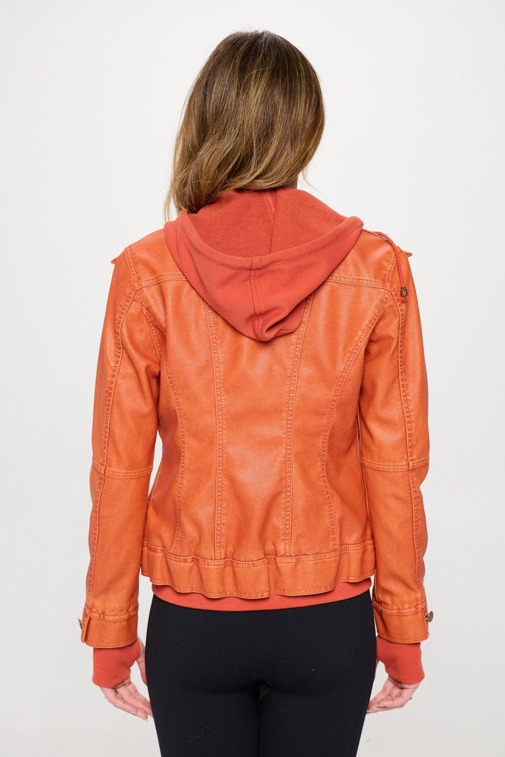 Hooded Long Sleeve Jacket In Orange