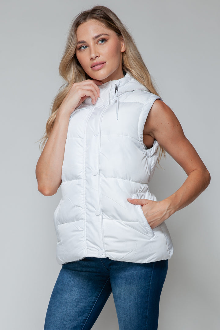 Zip Closure Hooded Vest In White