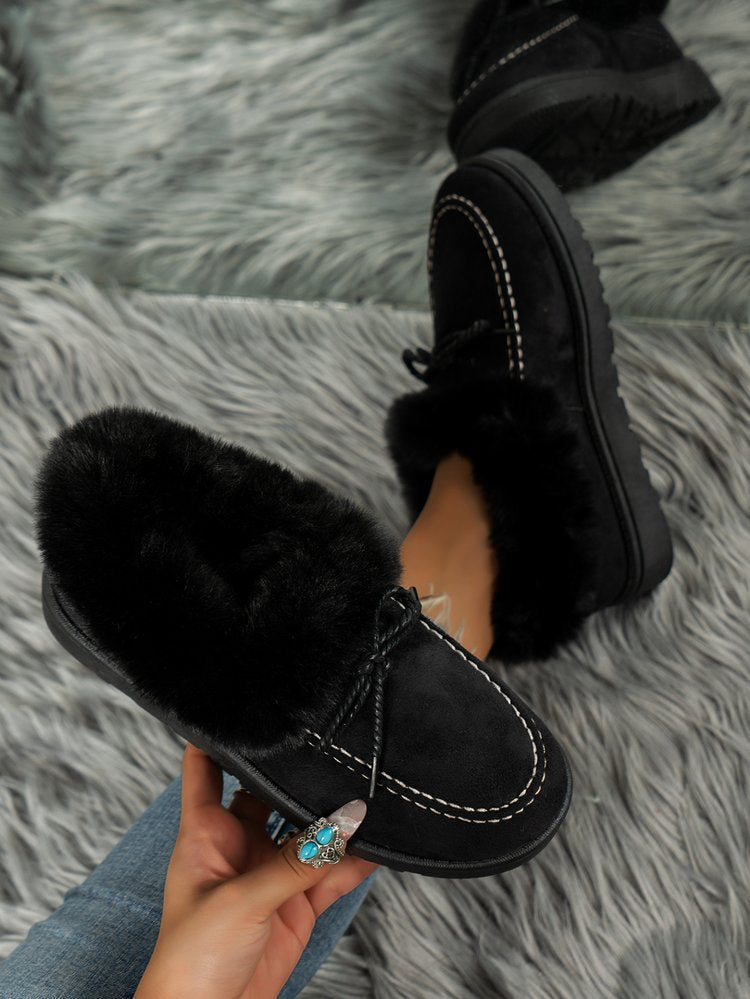 Fuzzy Tied Round Toe Boots