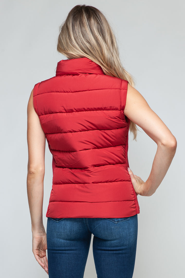 Zip Up Turtleneck Vest In Red