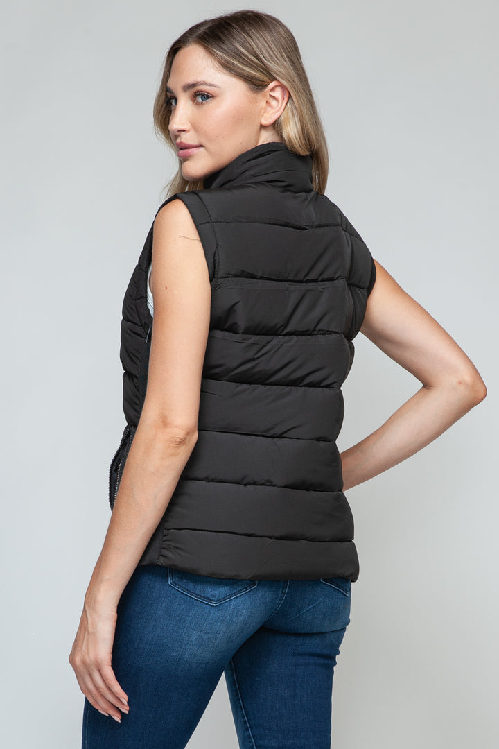 Zip Up Turtleneck Vest In Black