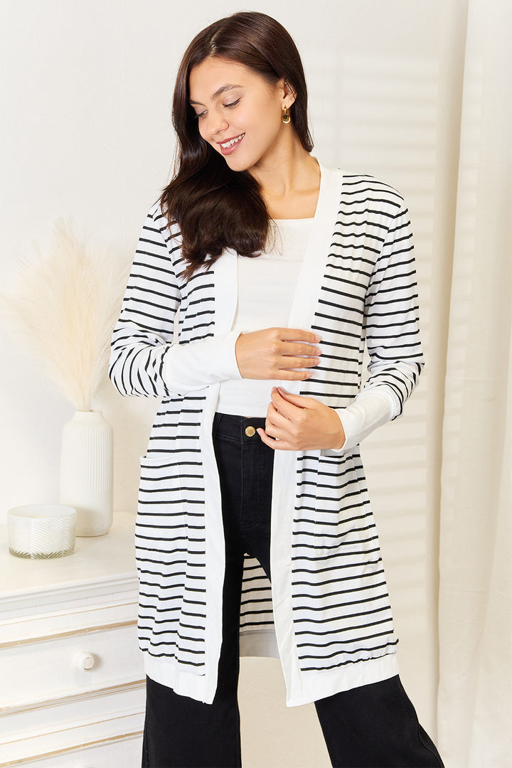 Striped Open Front Zebra Cardigan