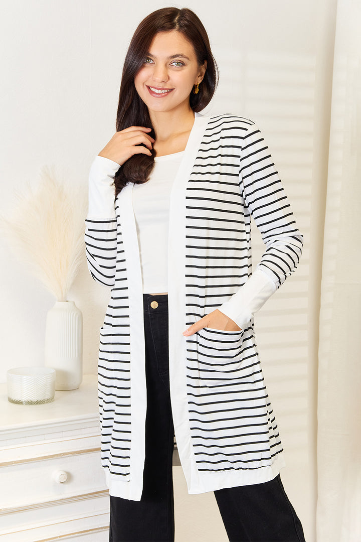 Striped Open Front Zebra Cardigan