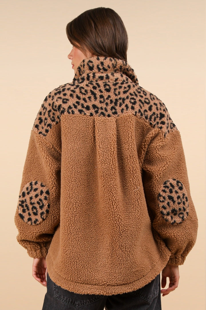 Fuzzy Leopard Button Down Jacket