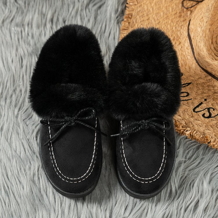 Fuzzy Tied Round Toe Boots