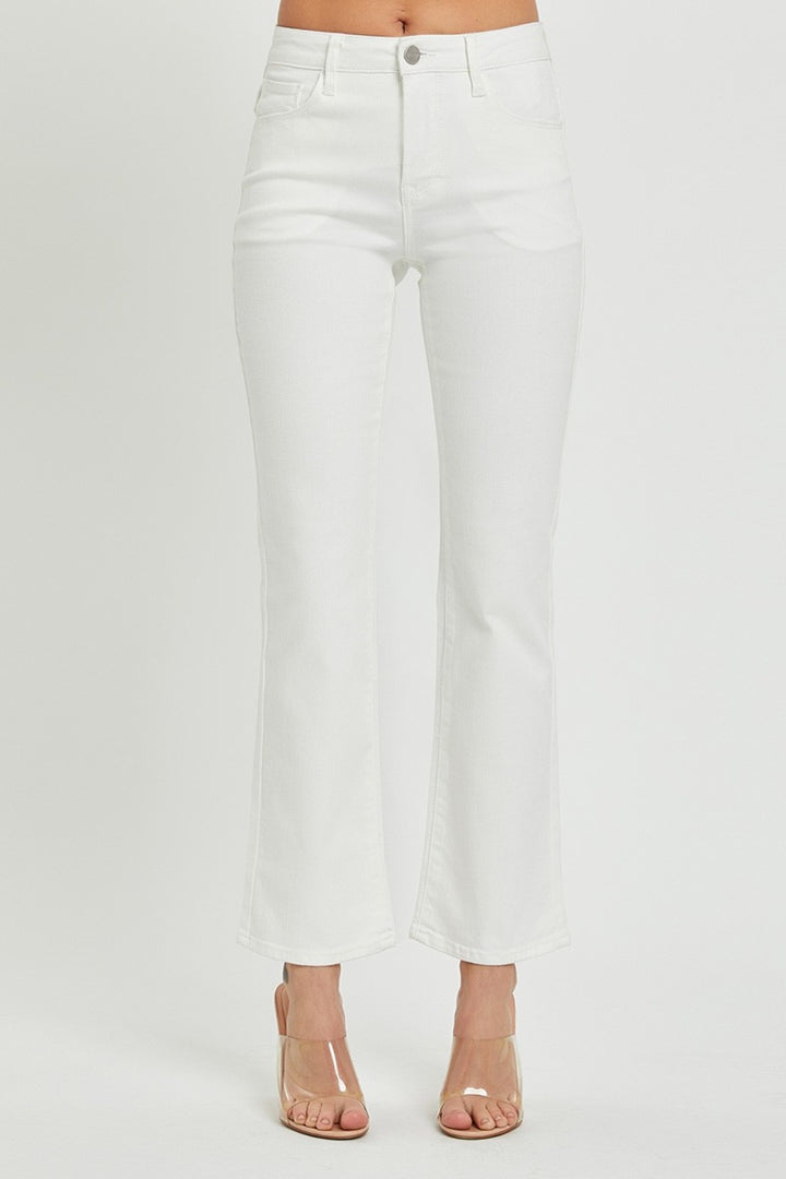 Mid Rise Bootcut Jeans In White