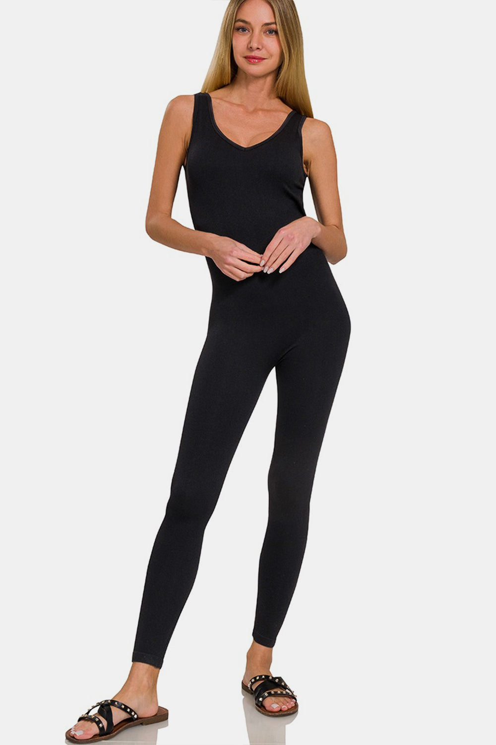 Padded Sports Seamless Jumpsuit In Black