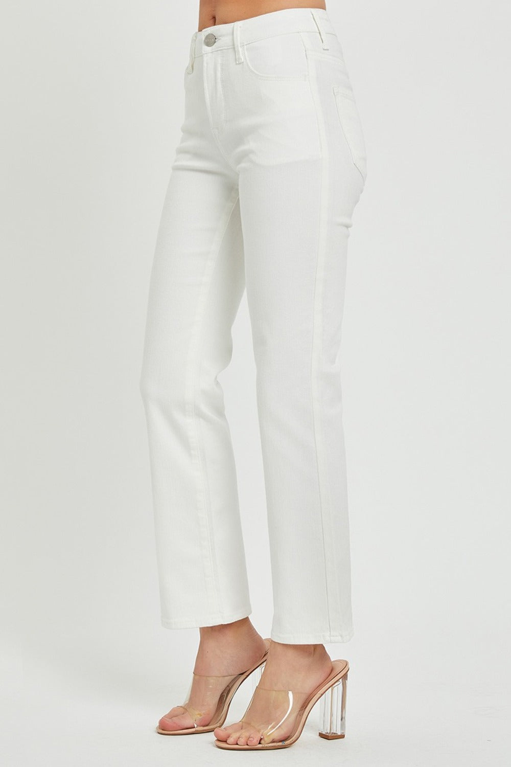 Mid Rise Bootcut Jeans In White