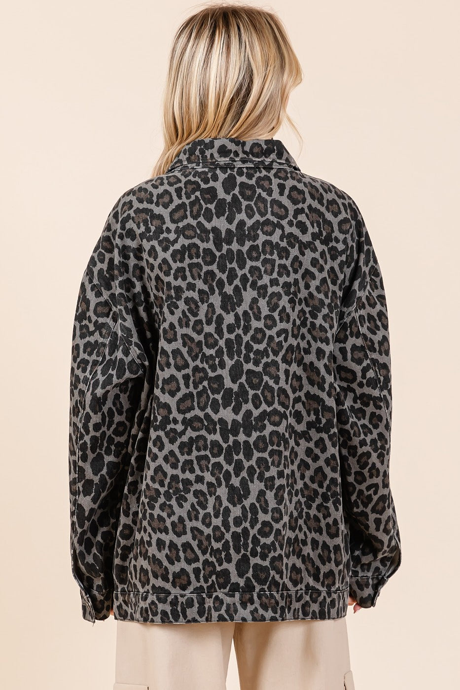 Leopard Button Up Denim Shacket