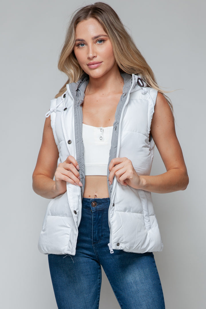 Zip Closure Hooded Vest In White