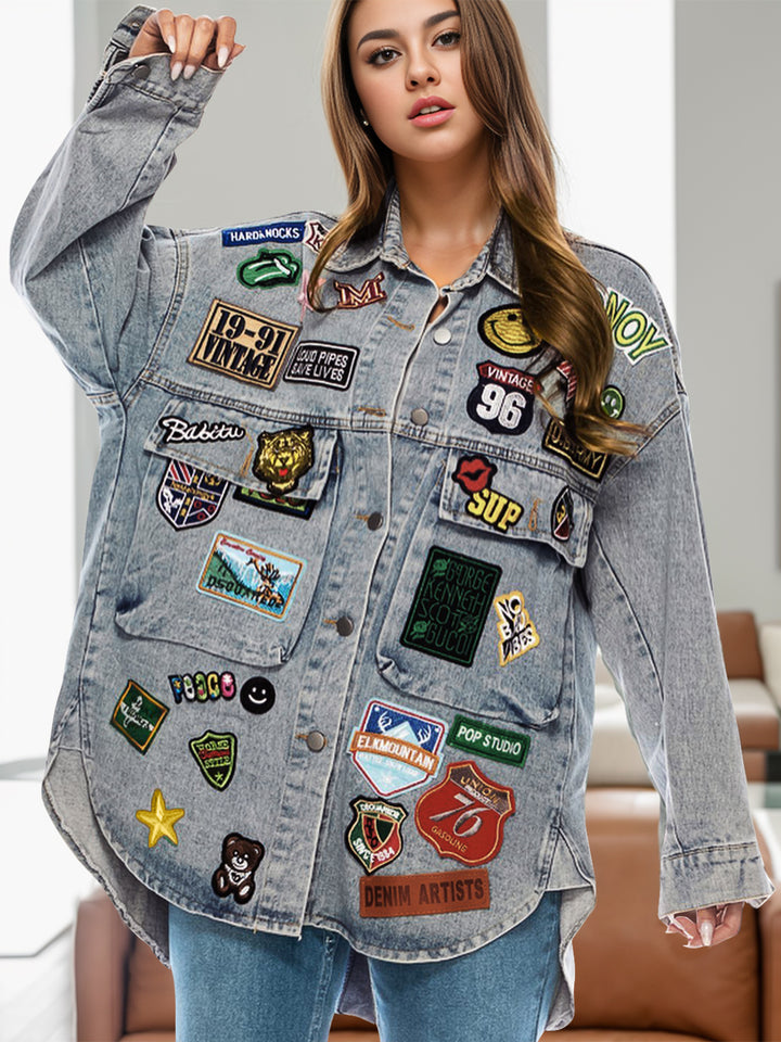 Embroidered Long Sleeve Denim Jacket