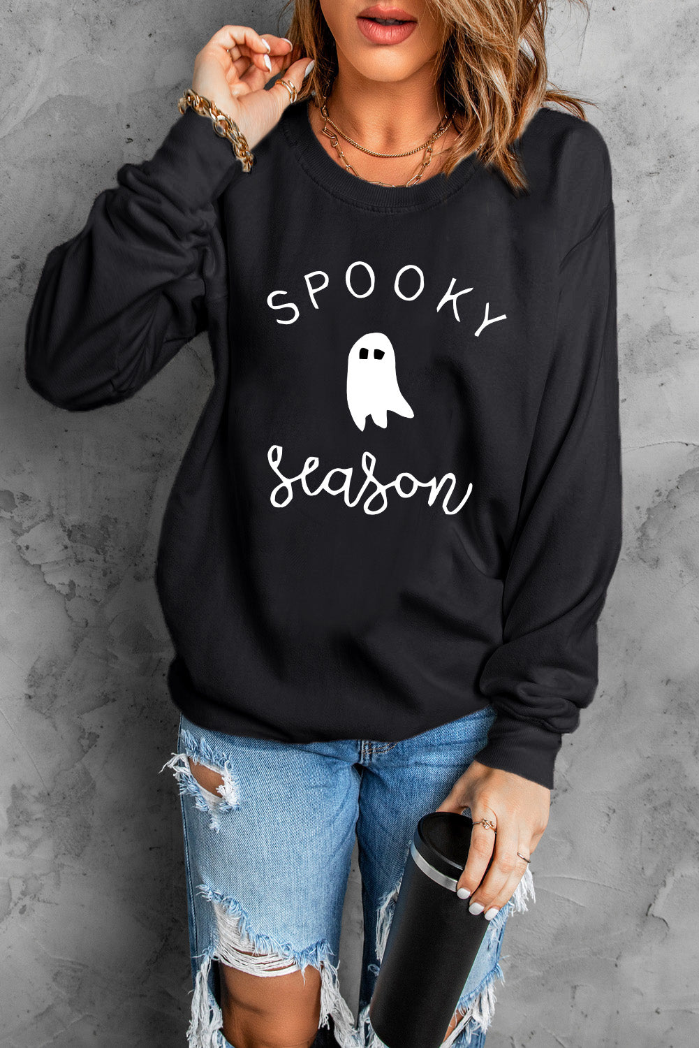 SpookyY Season Graphic Sweatshirt In Black