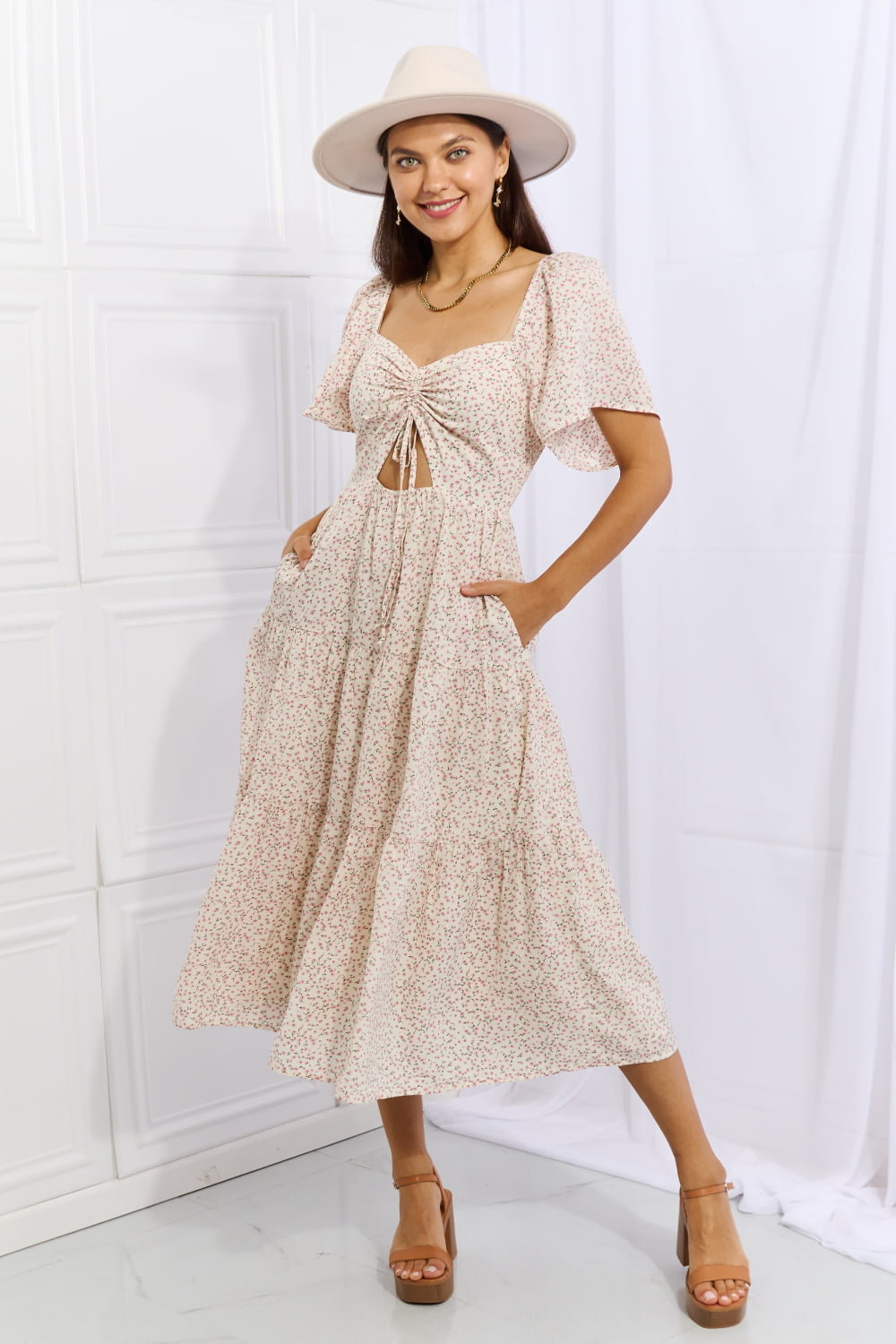 Floral Tiered Ruffle Midi Dress