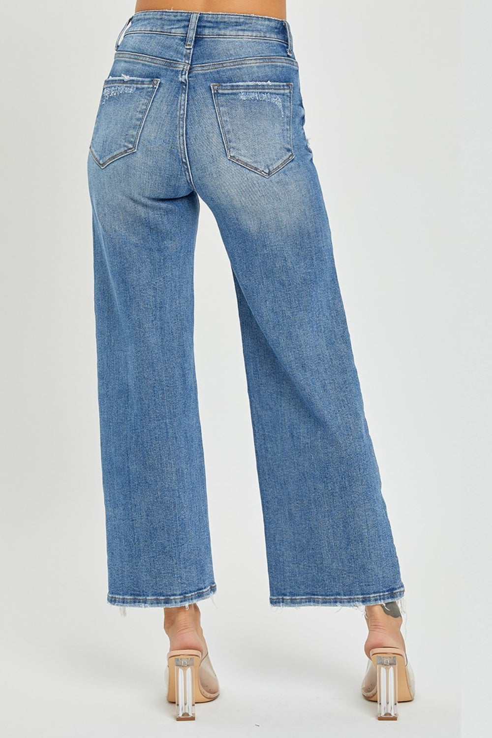 High Rise Raw Hem Cropped Jeans