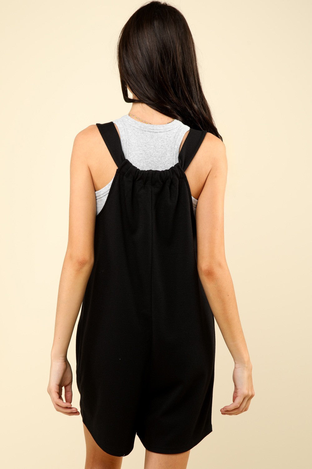 Front Pocket Romper In Black