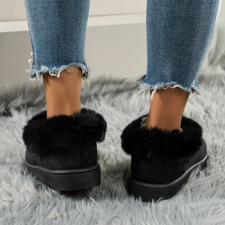 Fuzzy Tied Round Toe Boots