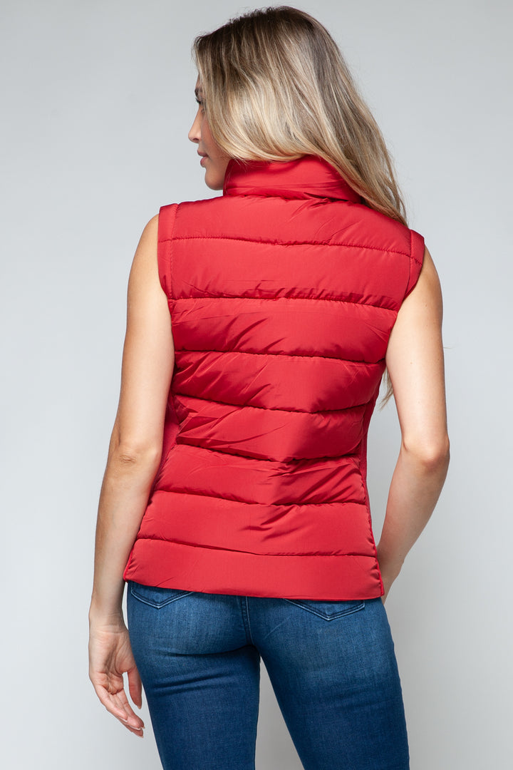 Zip Up Turtleneck Vest In Red