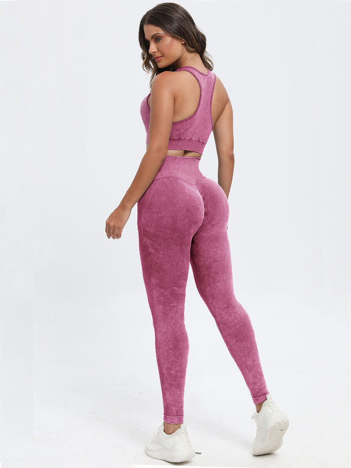 Scoop Strap Top & Pants Active Set in Deep Rose