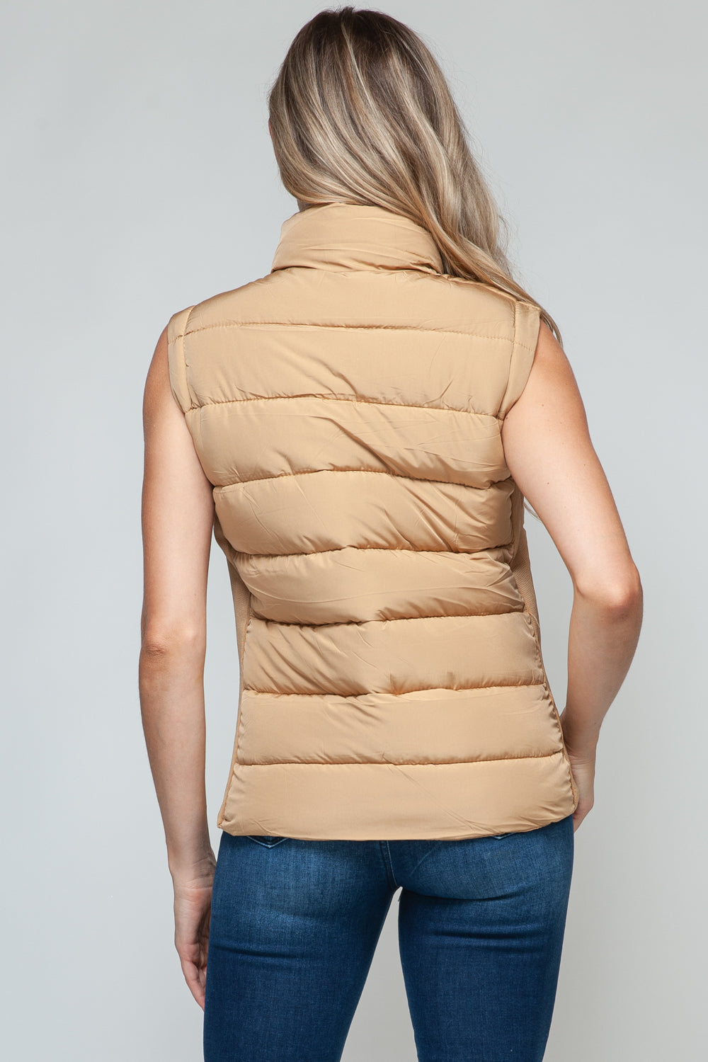 Zip Up Turtleneck Vest In Coffee