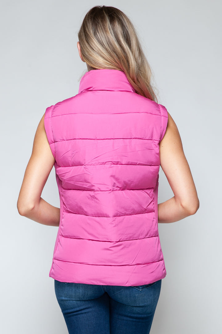 Zip Up Turtleneck Vest In Rose