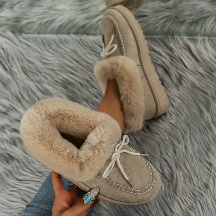 Fuzzy Tied Round Toe Boots