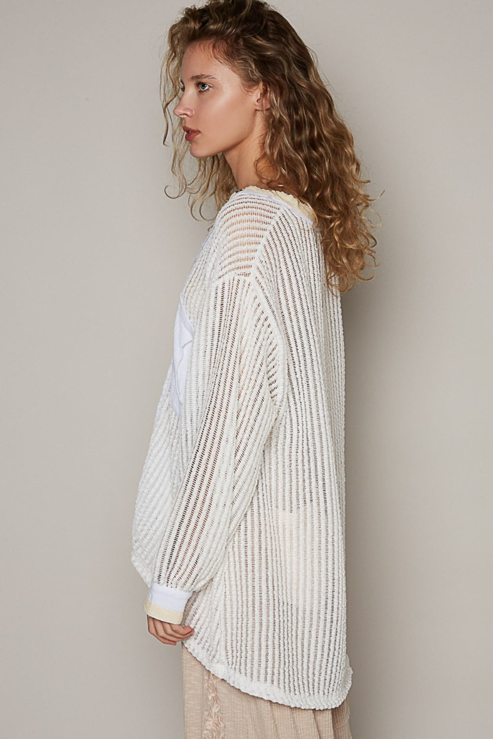 V-Neck Long Sleeve Crochet Top