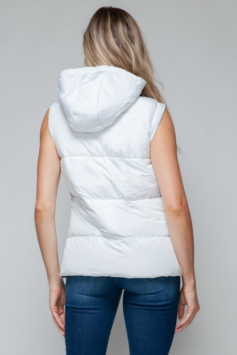 Zip Closure Hooded Vest In White