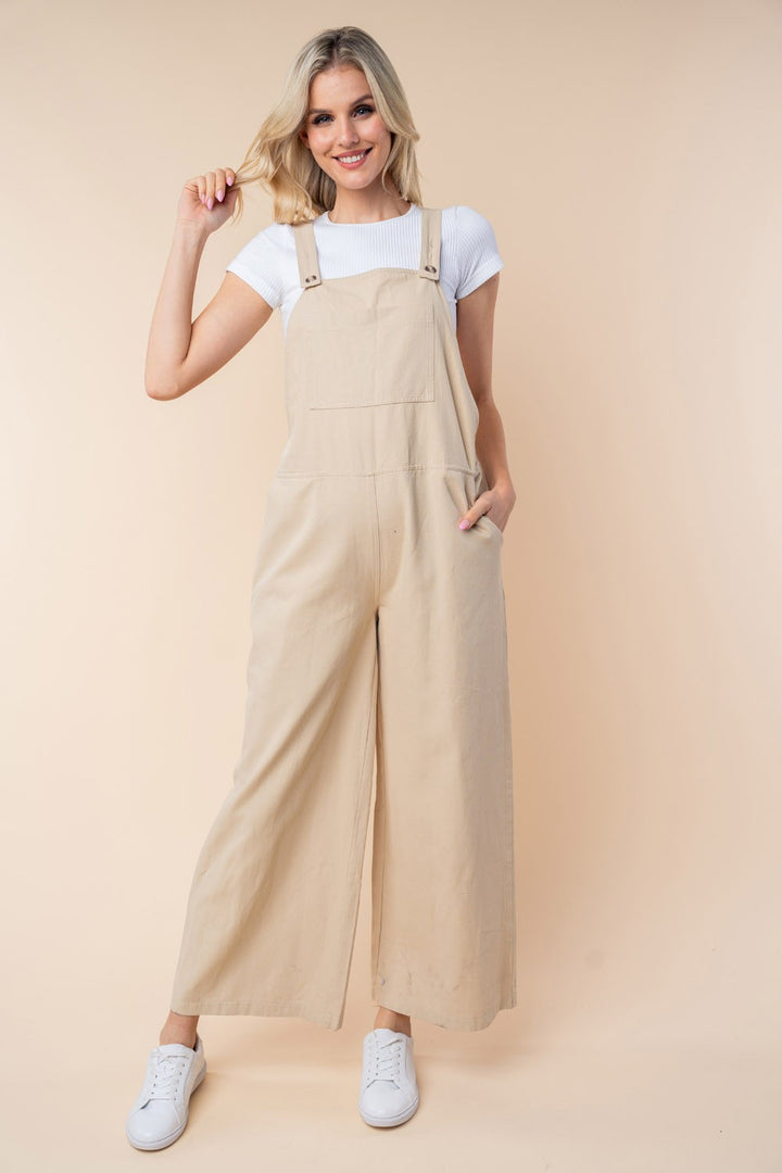 White Birch Sleeveless Jumpsuit In Oatmeal