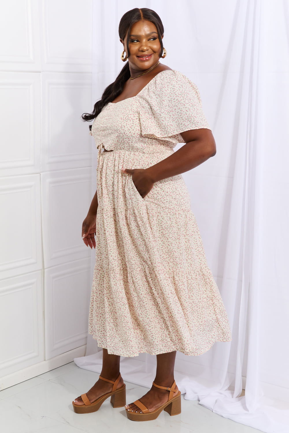 Floral Tiered Ruffle Midi Dress