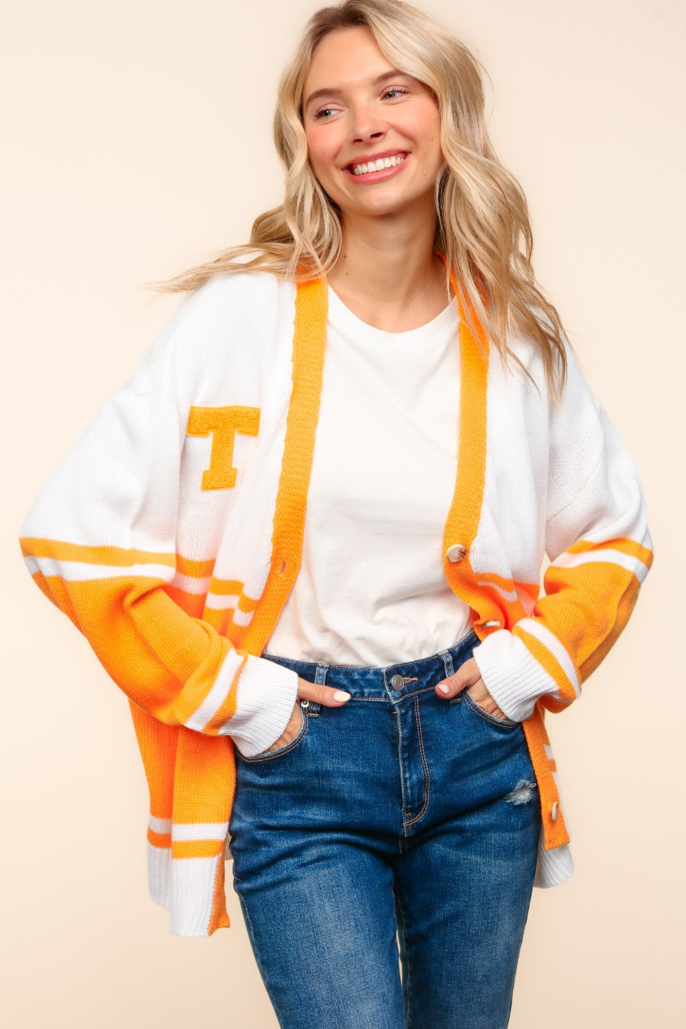 Tennessee Button Down Cardigan in Orange