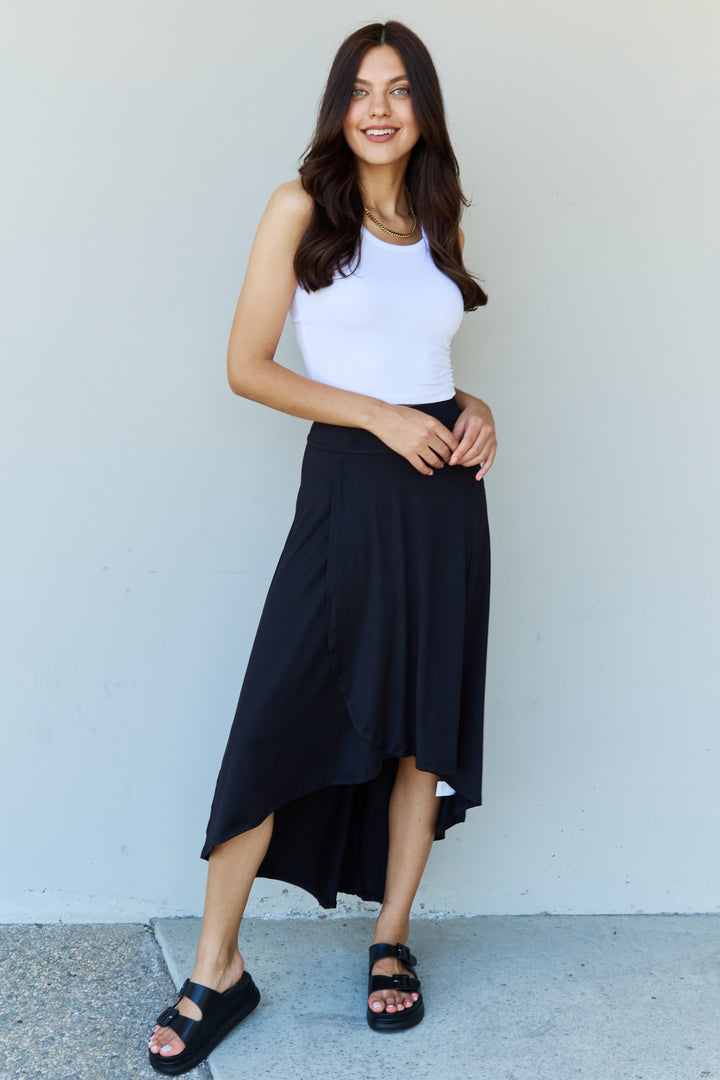 High Waisted Flare Maxi Skirt in Black