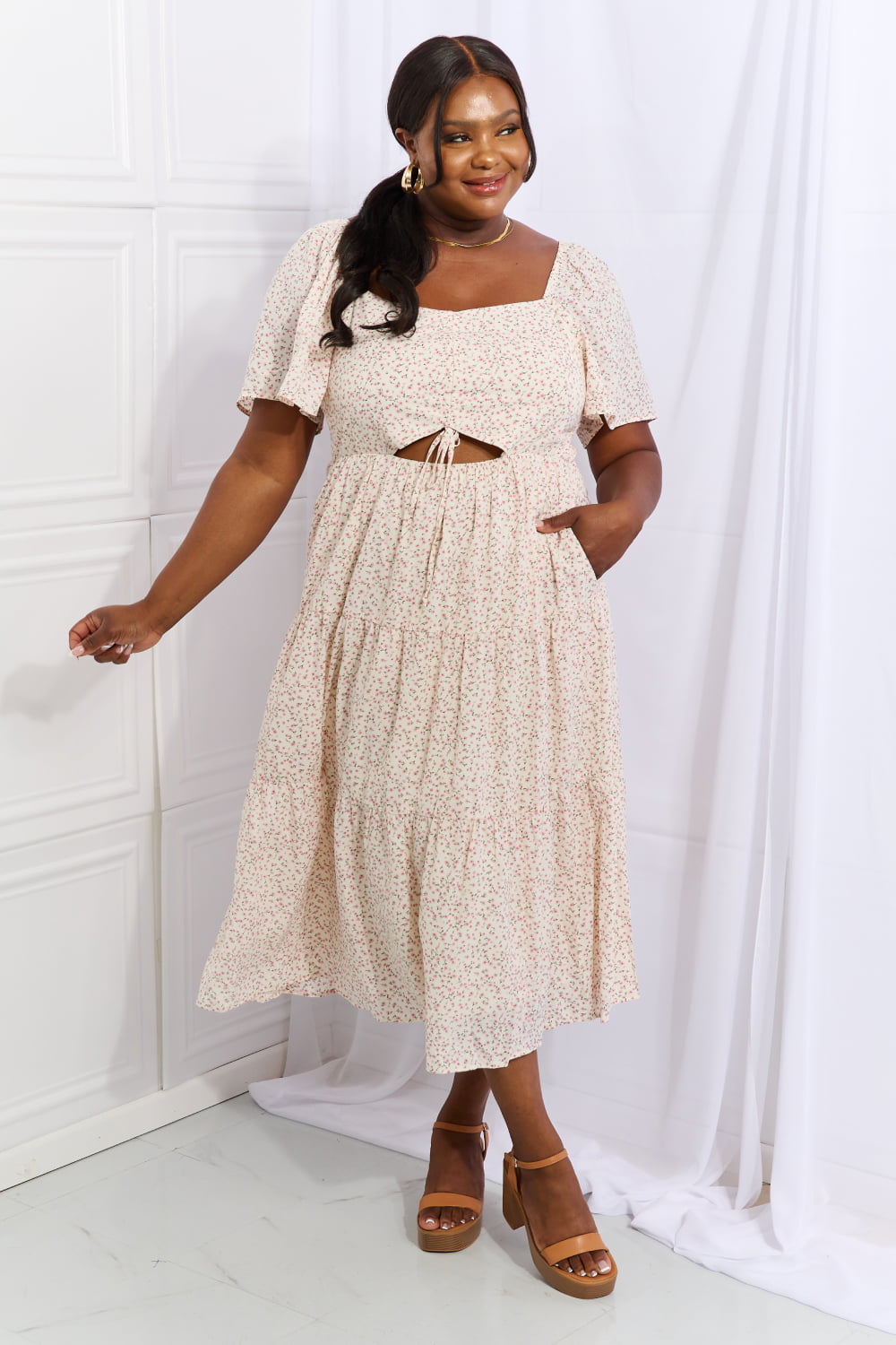 Floral Tiered Ruffle Midi Dress