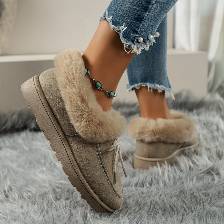 Fuzzy Tied Round Toe Boots