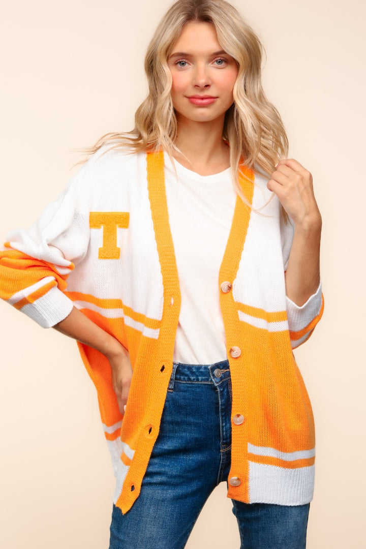 Tennessee Button Down Cardigan in Orange