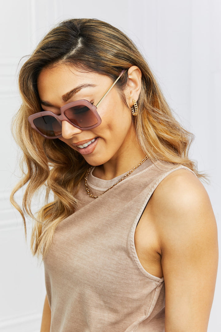 Square Temple Sunglasses in Khaki