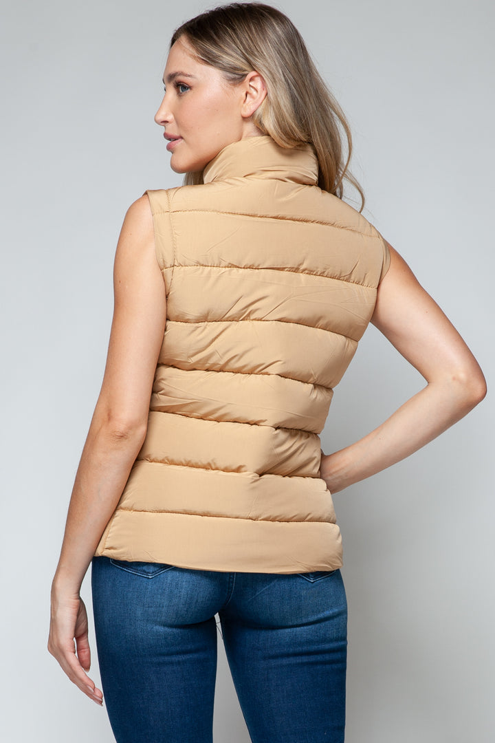 Zip Up Turtleneck Vest In Coffee