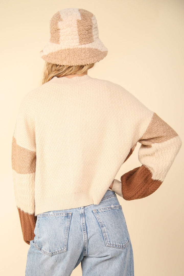 Block Button Down Sweater in Oatmeal