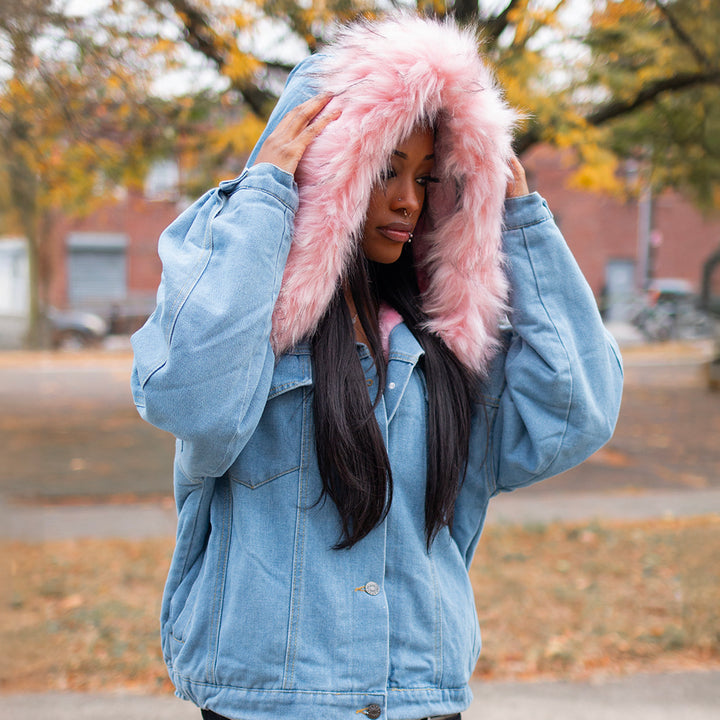 Vintage Faux Fur Velvet Denim Jacket