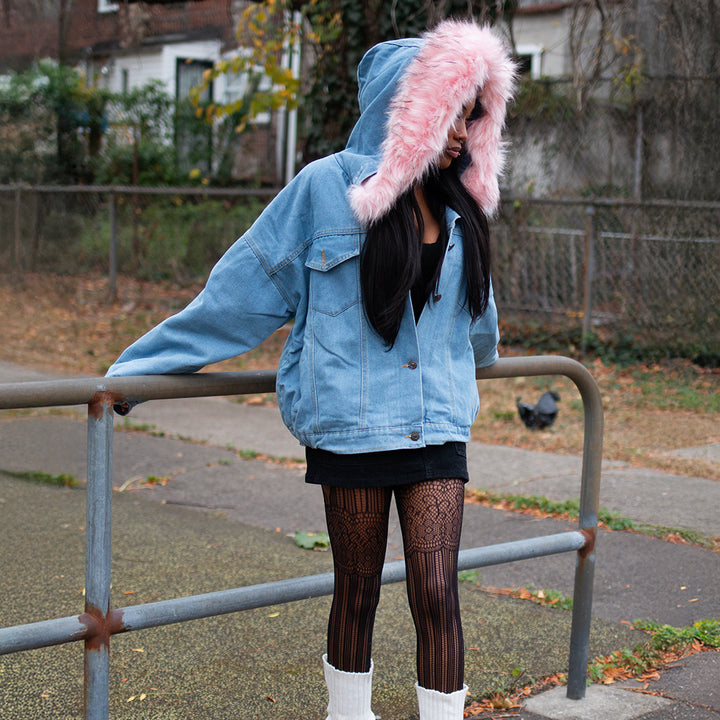 Vintage Faux Fur Velvet Denim Jacket