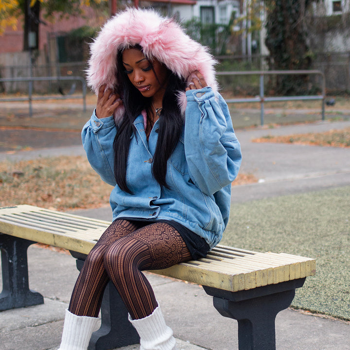 Vintage Faux Fur Velvet Denim Jacket