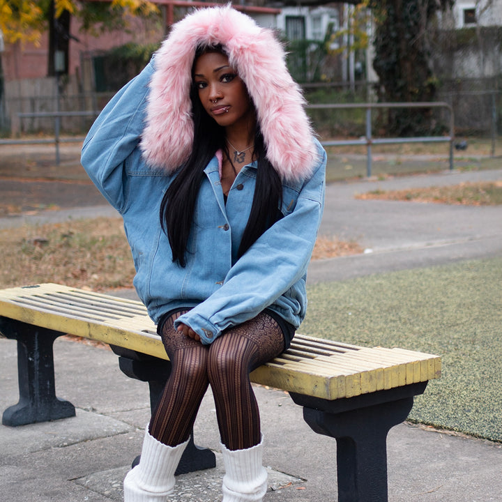 Vintage Faux Fur Velvet Denim Jacket