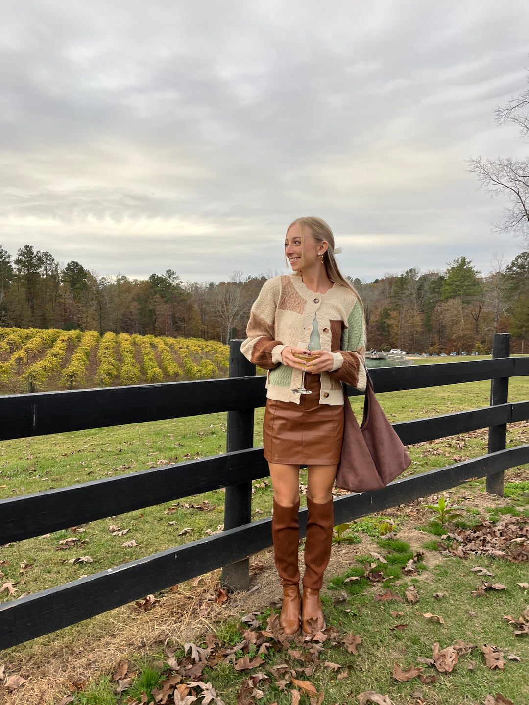 Block Button Down Sweater in Oatmeal