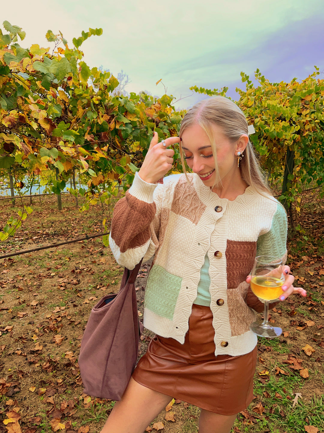 Block Button Down Sweater in Oatmeal