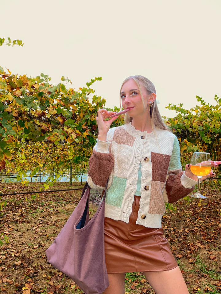 Block Button Down Sweater in Oatmeal