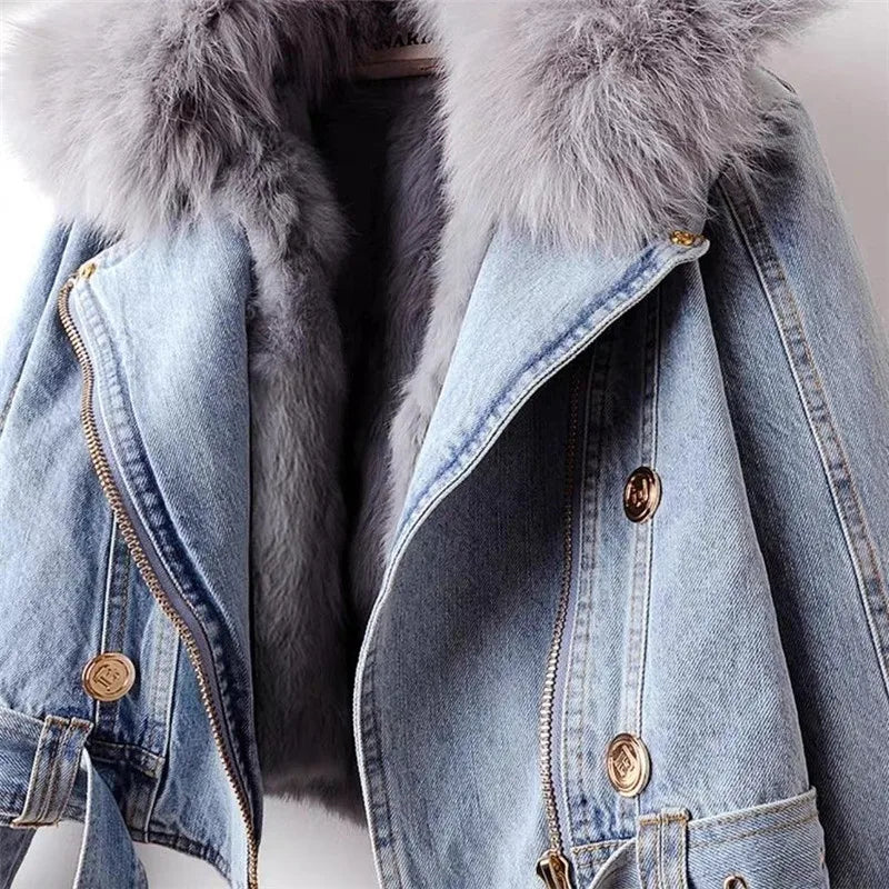 Faux Fur Collar Denim Jacket Boutique Malibu