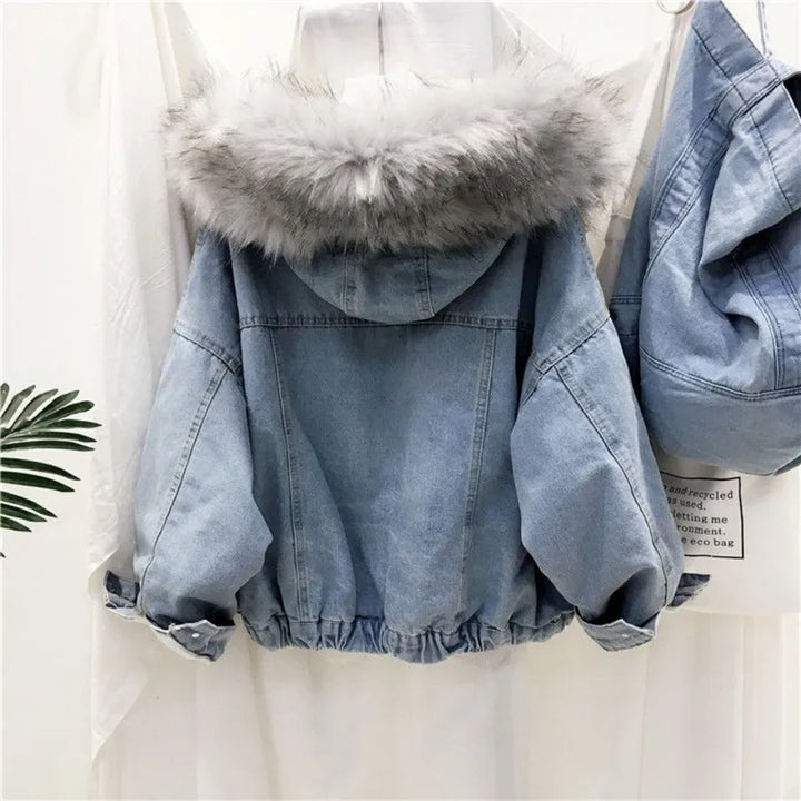 Vintage Faux Fur Velvet Denim Jacket